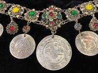 Revival-era filigree silver Turkish coins, colorful