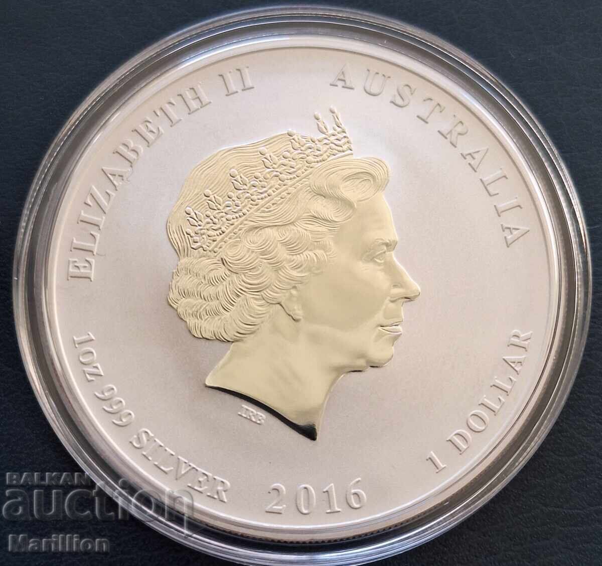 1 oz, Lunar colorat, Anul Maimuței 2016 cu preț 190.00 BGN | € 97.15