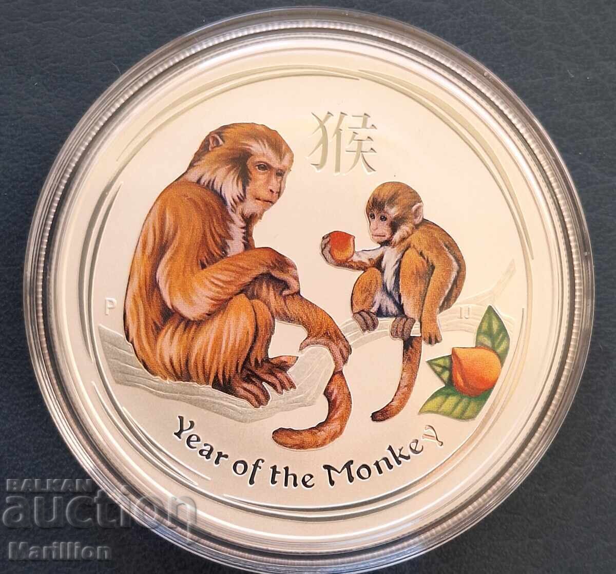 Licitație 1 oz, Lunar colorat, Anul Maimuței 2016