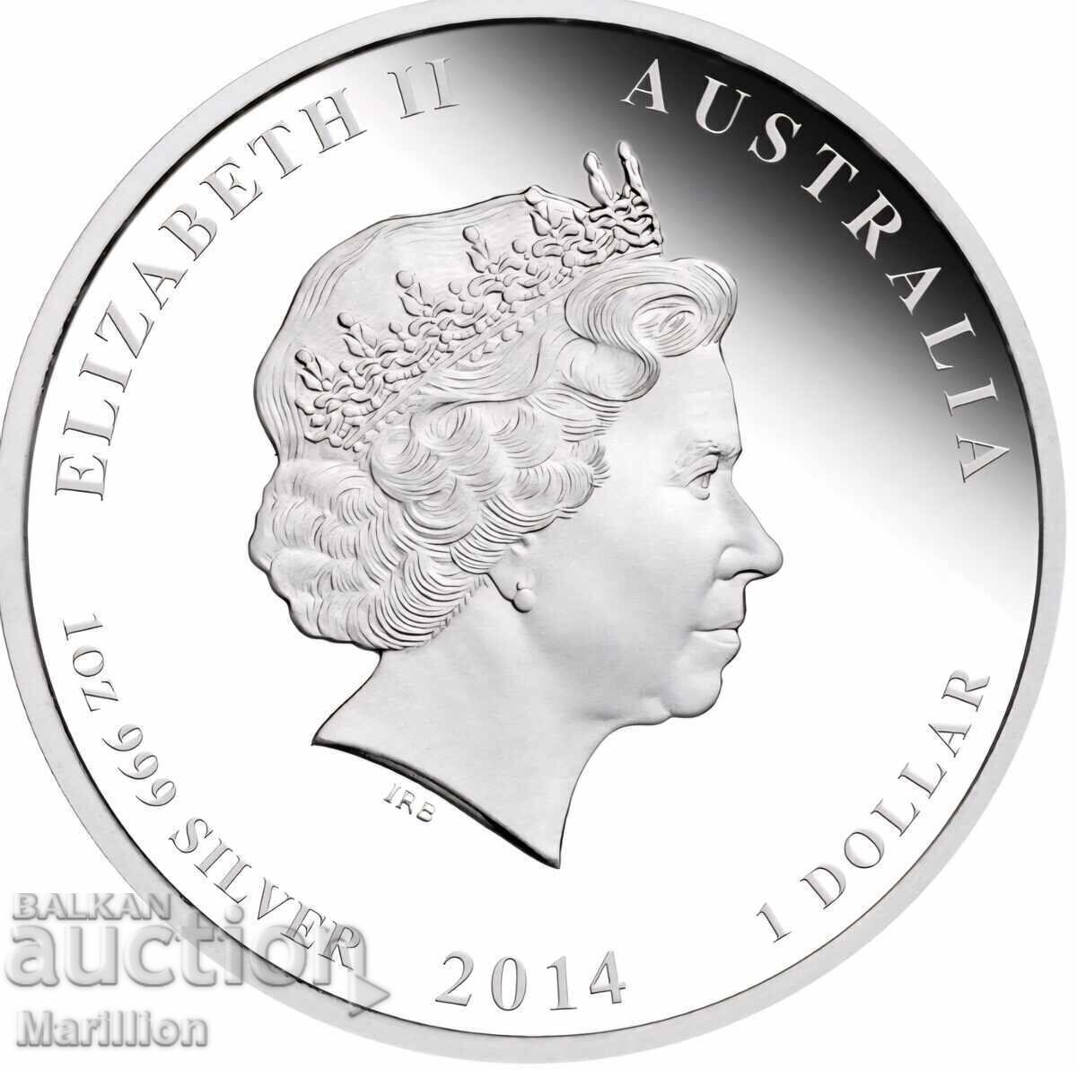 1 oz, Lunar Colorat, Anul Calului 2014 cu preț 190.00 BGN | € 97.15