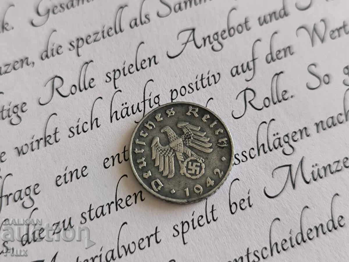 Monedă - Al Treilea Reich - Germania - 5 Pfennig | 1942; seria B Monedă - Al Treilea Reich - Germania - 5 Pfennig | 1942; seria B