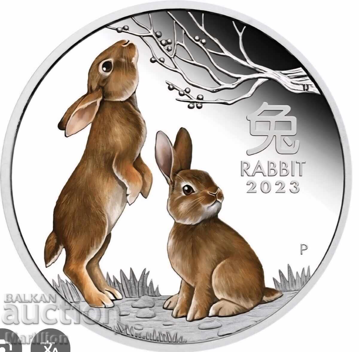 1 oz, Lunar colorat, Anul Iepurelui - 2023 1 oz, Lunar colorat, Anul Iepurelui - 2023