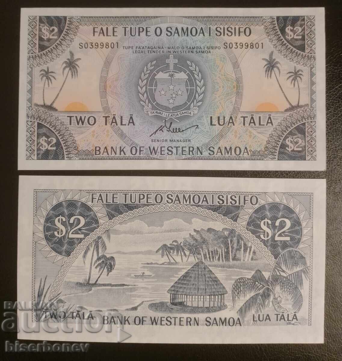 2 Tala Samoa 2020, 2 tala Samoa retipărire 2020, UNC /c 2 Tala Samoa 2020, 2 tala Samoa retipărire 2020, UNC /c