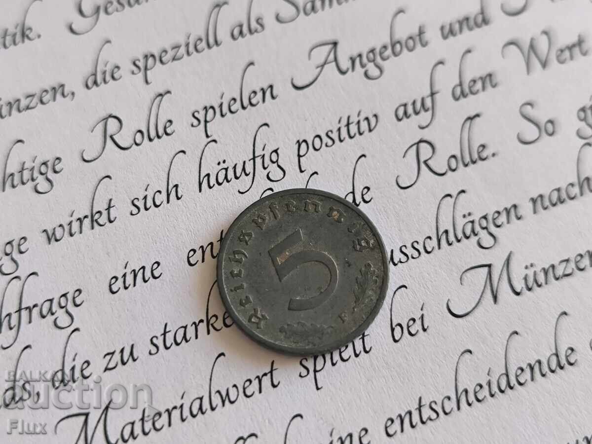 Third Reich - Germany - 5 Pfennig | 1941; Series F with price 7.00 BGN | € 3.58