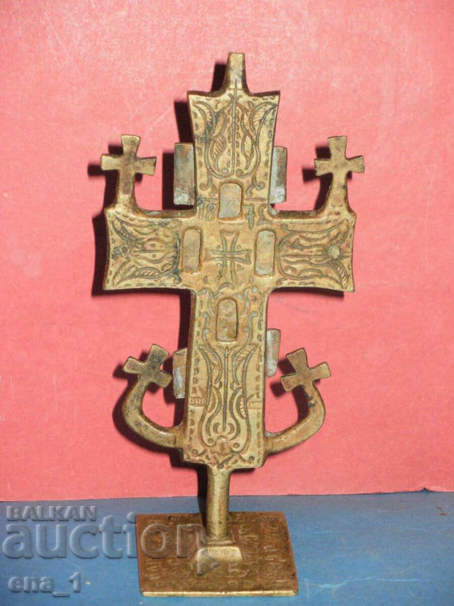 Revival bronze cross, ritual seal, prosphora for bread - 5