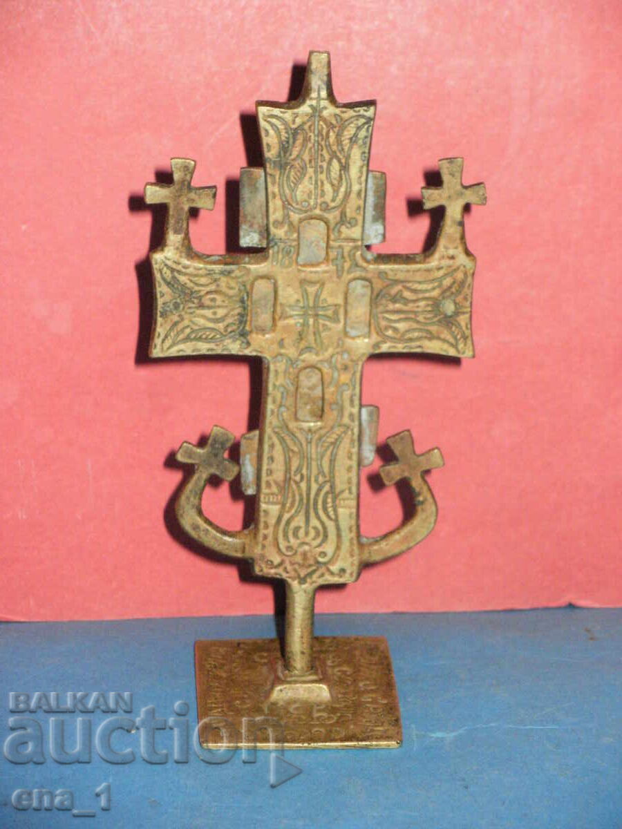 Revival bronze cross, ritual seal, prosphora for bread - 7