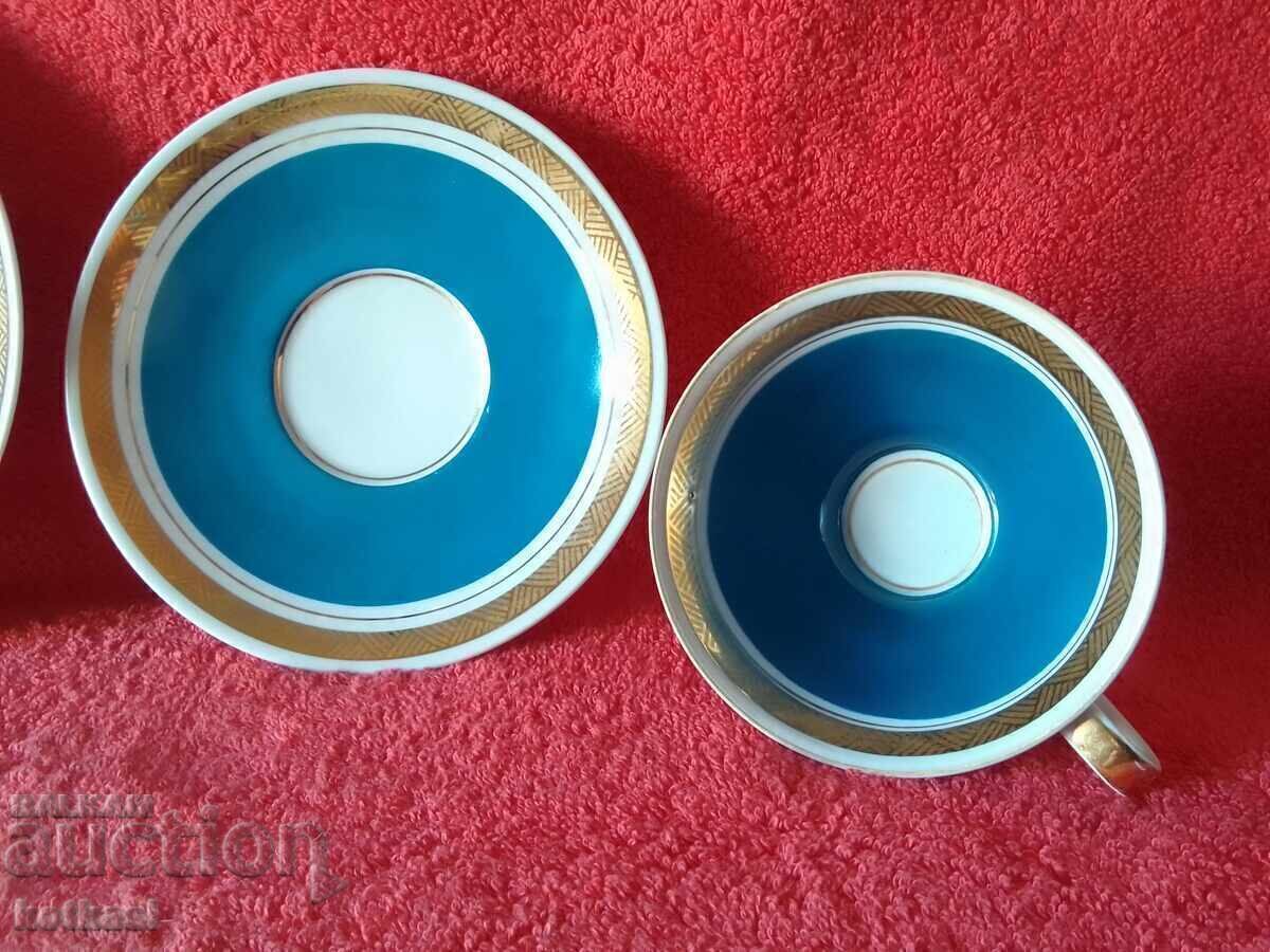 Set vechi format din cană, 2 farfurii, aurire Germania RDG GDR - 5 Set vechi format din cană, 2 farfurii, aurire Germania RDG GDR - 5