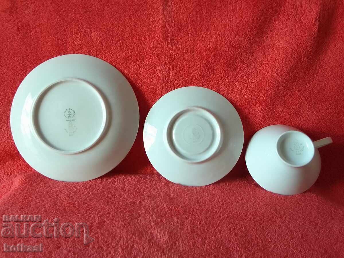 Set vechi format din cană, 2 farfurii, aurire Germania RDG GDR - 6 Set vechi format din cană, 2 farfurii, aurire Germania RDG GDR - 6