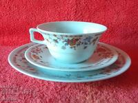 Set vechi triplu JLMENAU - cană, 2 farfurii Germania RDG GDR