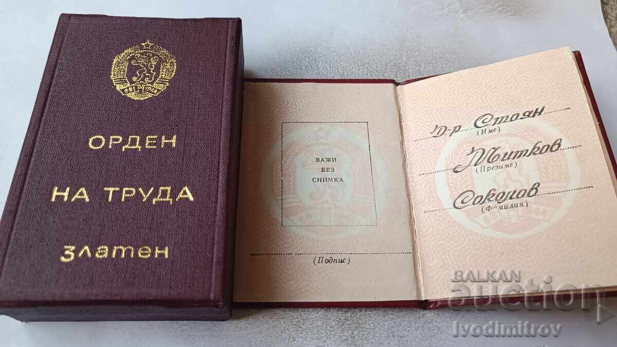 Delivery of Order of Labour Gold With Order Booklet