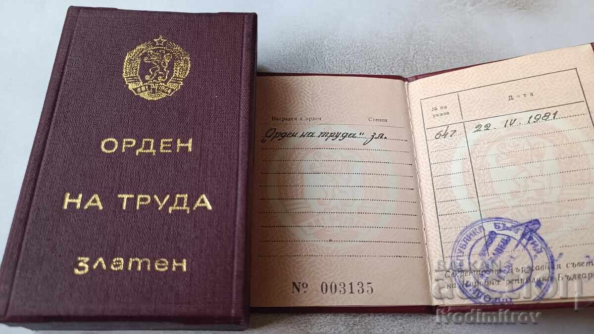 Order of Labour Gold With Order Booklet - 5