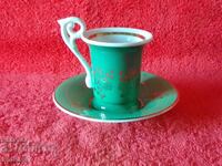 Set vechi dublu din porțelan Moka - ceașcă, farfurie Germany GDR