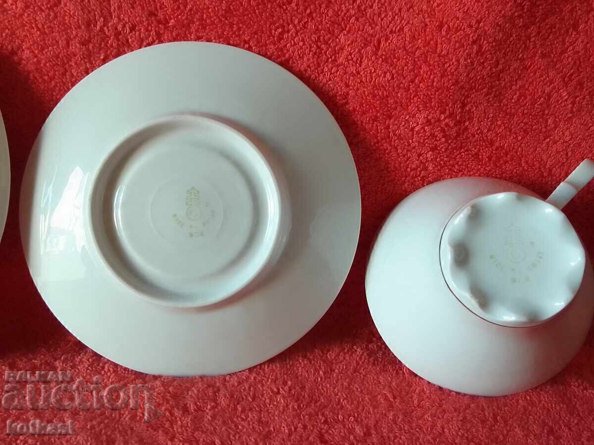 Star three-piece set cup, 2 plates, gold plating Germany GDR - 5