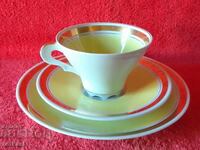 Star three-piece set cup, 2 plates, gold plating Germany GDR