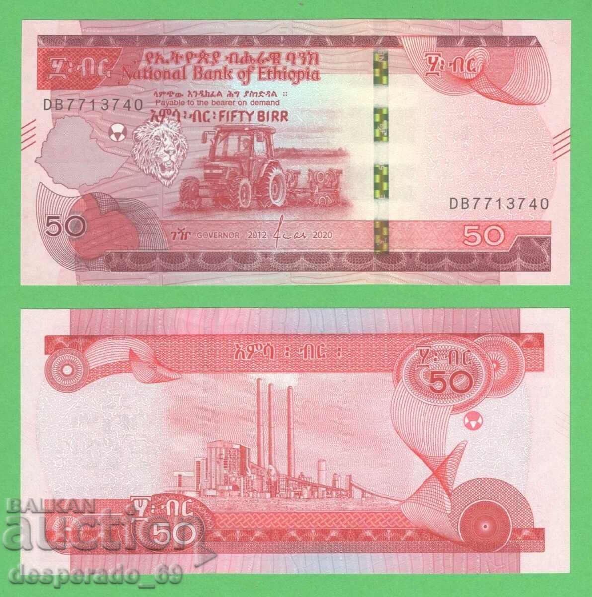 (¯`'•.¸   ЕТИОПИЯ  50 бир 2020  UNC   ¸.•'´¯)