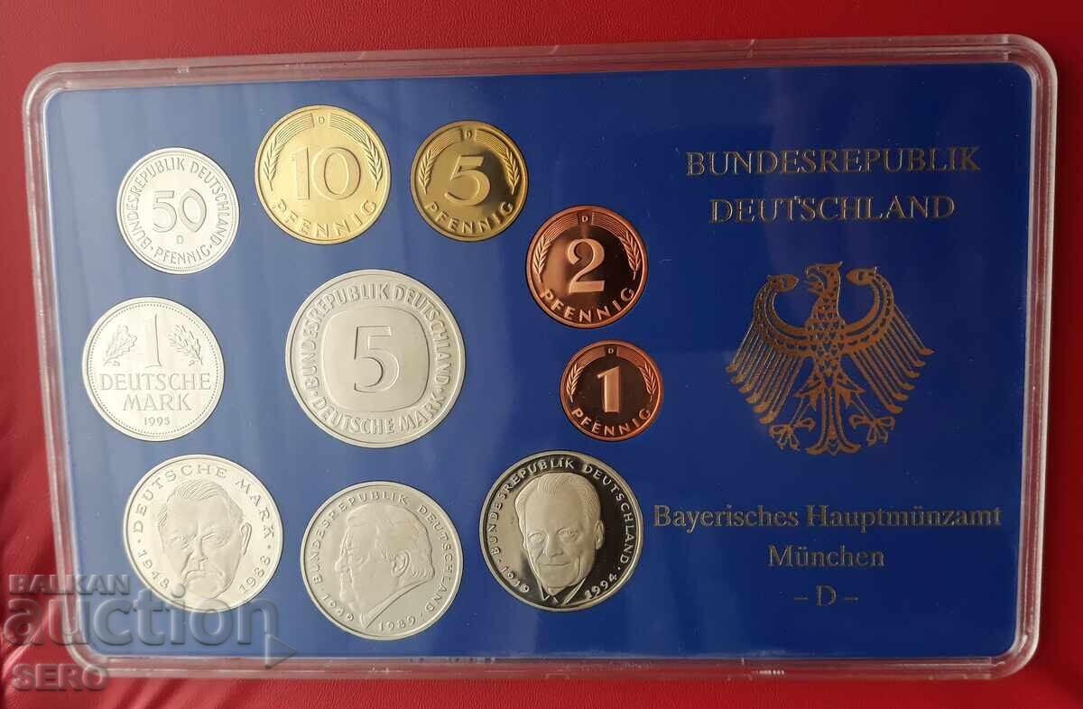 Germany SET 1995 D-Munich-10 coins/1x5 marks, 3x2 marks Germany SET 1995 D-Munich-10 coins/1x5 marks, 3x2 marks