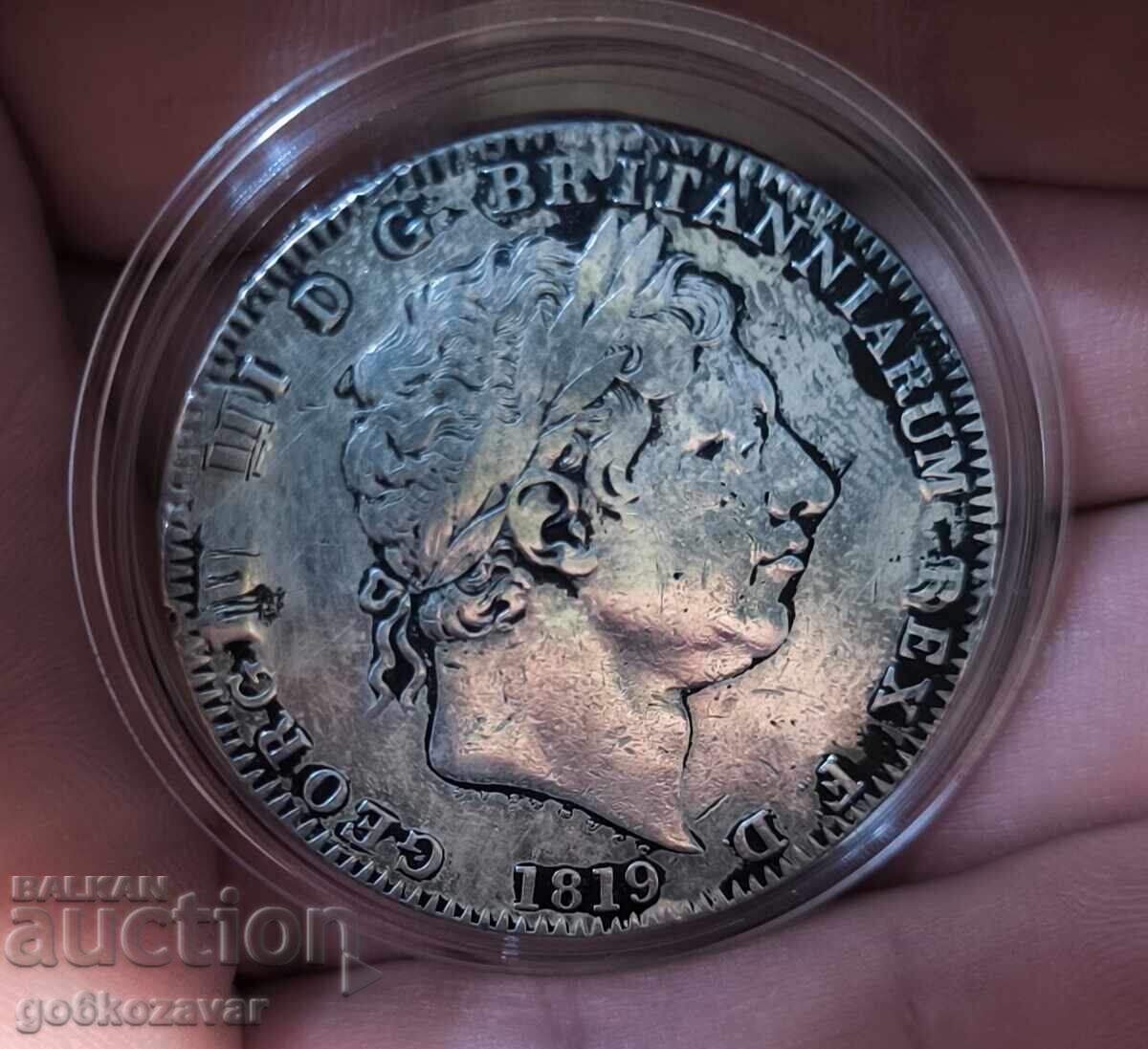 Ηνωμένο Βασίλειο Κρόνα Κράουν ! 1819 Σίλιγκ ! Σπάνιο !