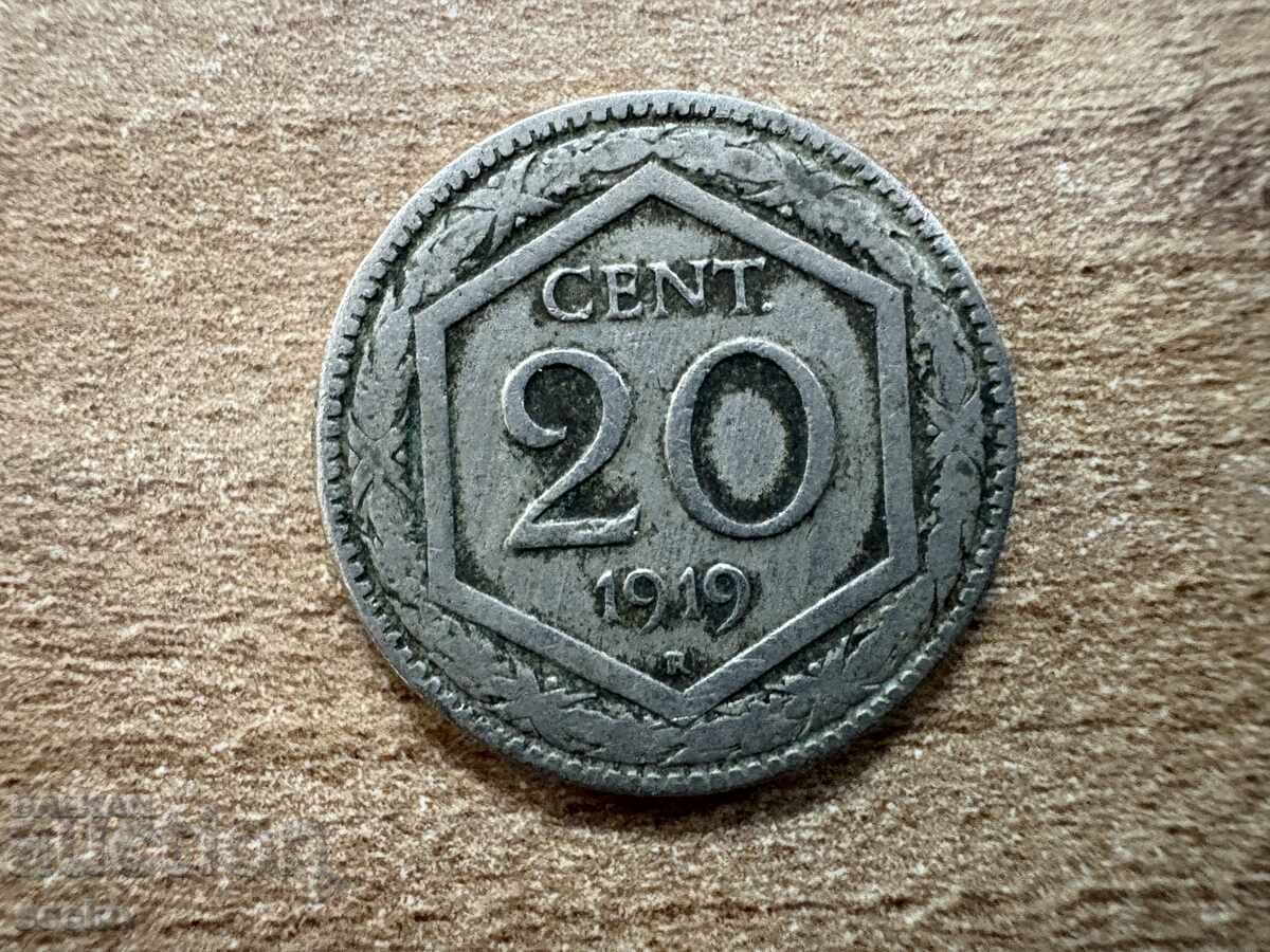 Ιταλία - 20 λεπτά (1919) Ιταλία - 20 λεπτά (1919)