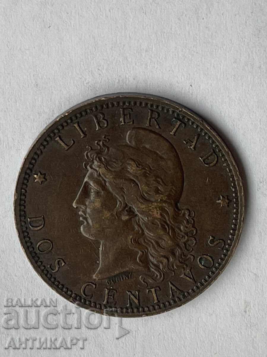 Argentina Rare Copper Coin dos centavos 1895 with price 12.00 BGN | € 6.14