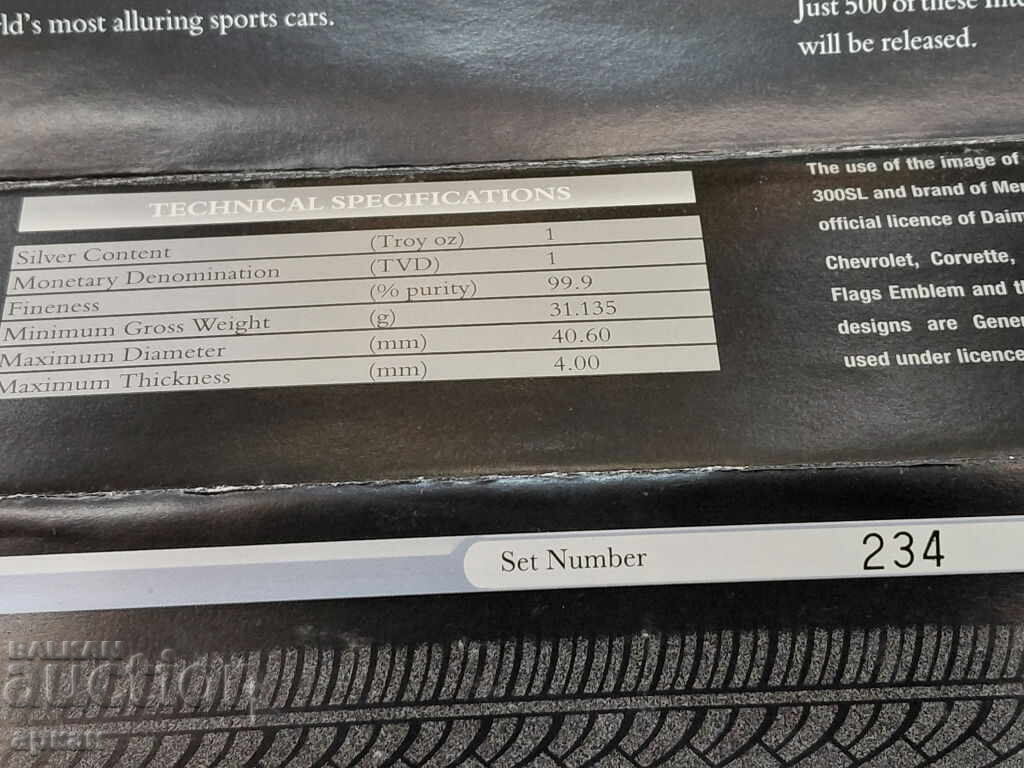 5 бр. лот по  1 oz ,сребърна унция 2006 -cars 1 $ Tuvalu - 5