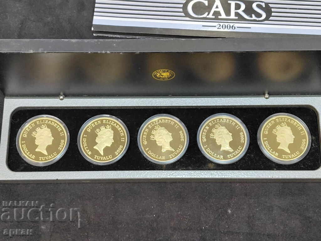 5 бр. лот по  1 oz ,сребърна унция 2006 -cars 1 $ Tuvalu - 6