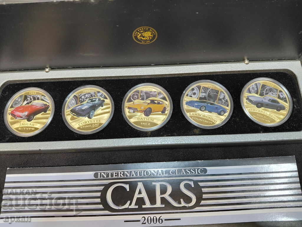 5 бр. лот по  1 oz ,сребърна унция 2006 -cars 1 $ Tuvalu