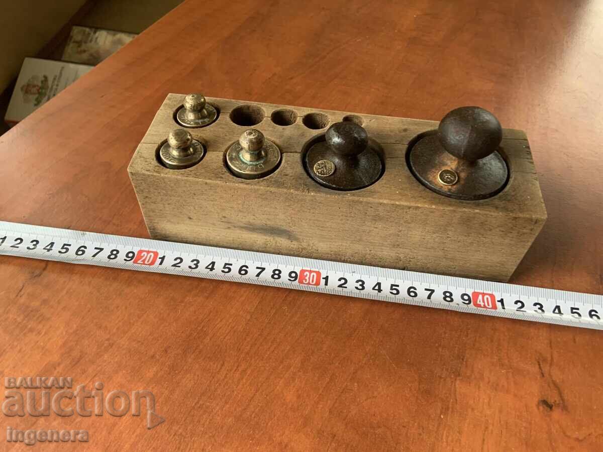 Măsură greutate topuz cântar 1000,500,200 și 2X 100 GR. ÎN CUIB