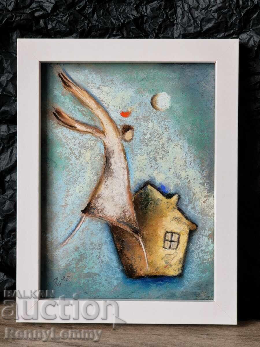 Înger de noapte, pictură pastel, original cu preț 70.00 BGN | € 35.79 Înger de noapte, pictură pastel, original cu preț 70.00 BGN | € 35.79