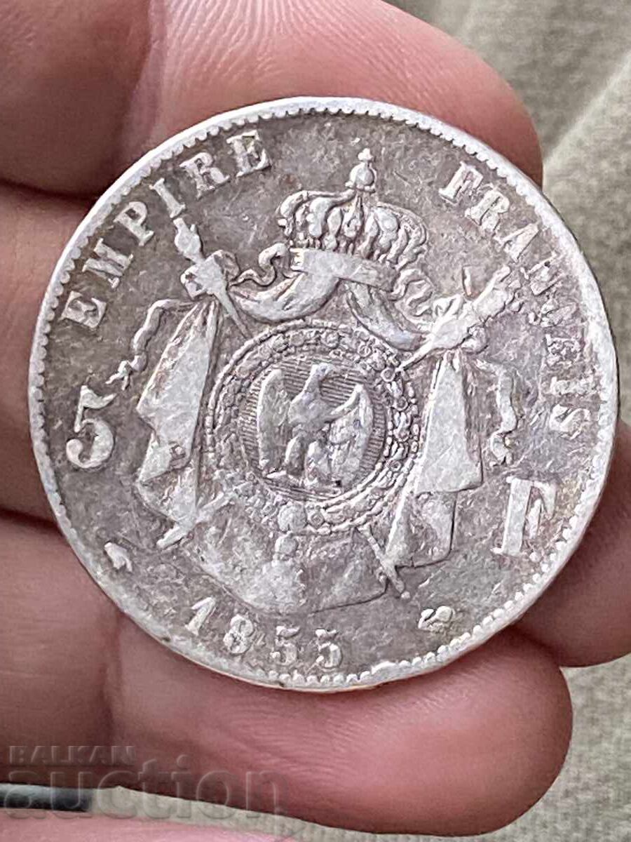 France 5 Francs 1855 Napoleon III Silver with price 66.55 BGN | € 34.03 France 5 Francs 1855 Napoleon III Silver with price 66.55 BGN | € 34.03