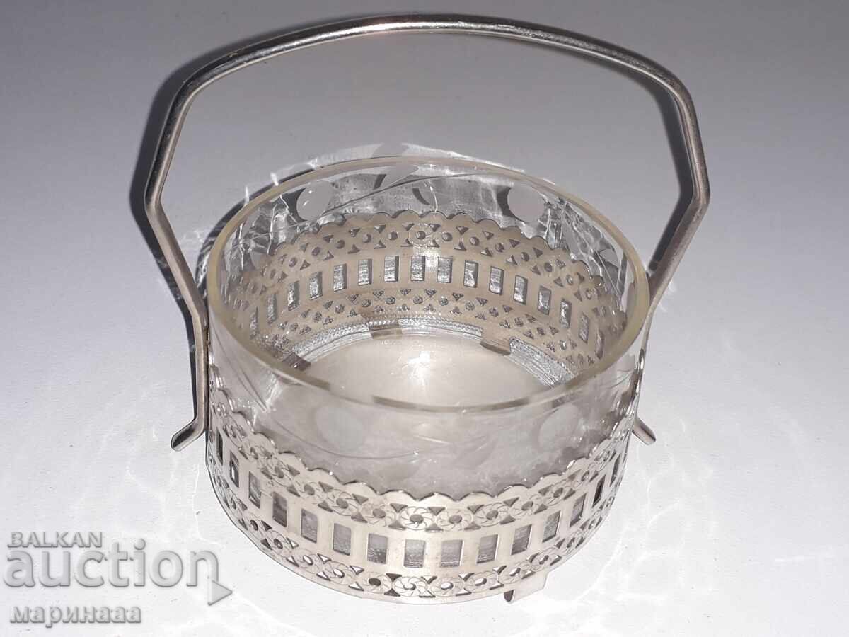 CUTIE DE BOMBOANE VECHE. STICLĂ, METAL