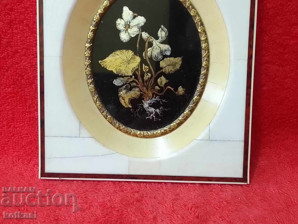 Стара миниатюрна картина цвете с цена 55.50 лв. | € 28.38