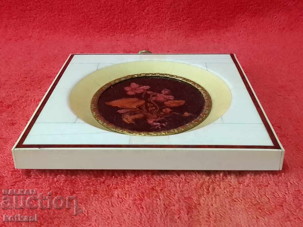 Стара миниатюрна картина цвете - 6