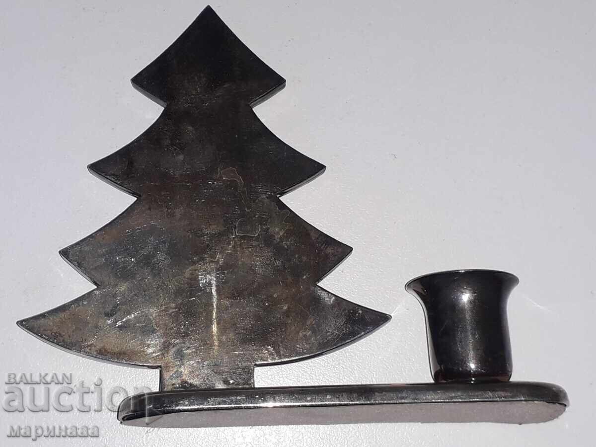 DECORAȚIE VECHE. BRONZ ARGINTAT. CRĂCIUN