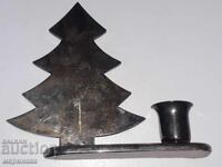 DECORAȚIE VECHE. BRONZ ARGINTAT. CRĂCIUN