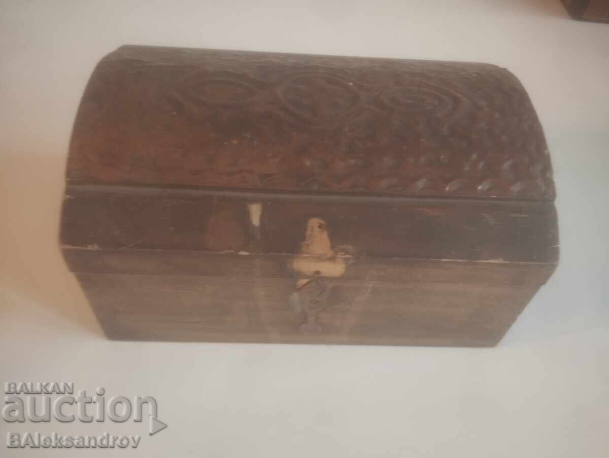 Wooden chest with brass fittings