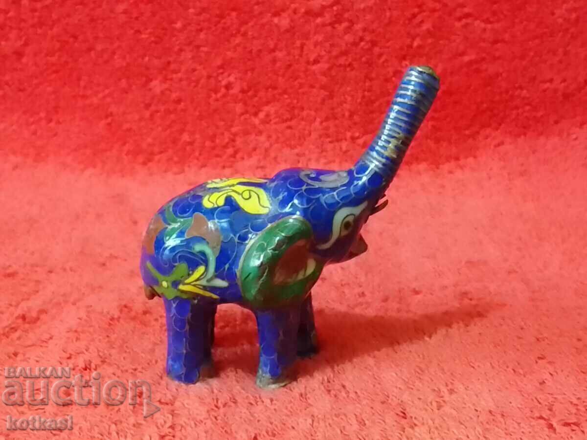 Auction  Old small elephant figure, cellular enamel cloisonné