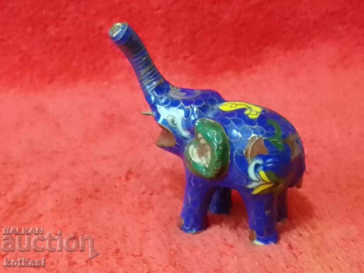 Old small elephant figure, cellular enamel cloisonné - 7