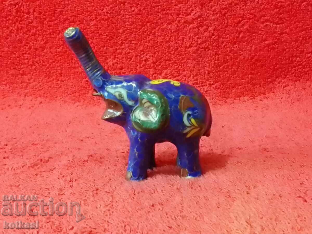 Old small elephant figure, cellular enamel cloisonné