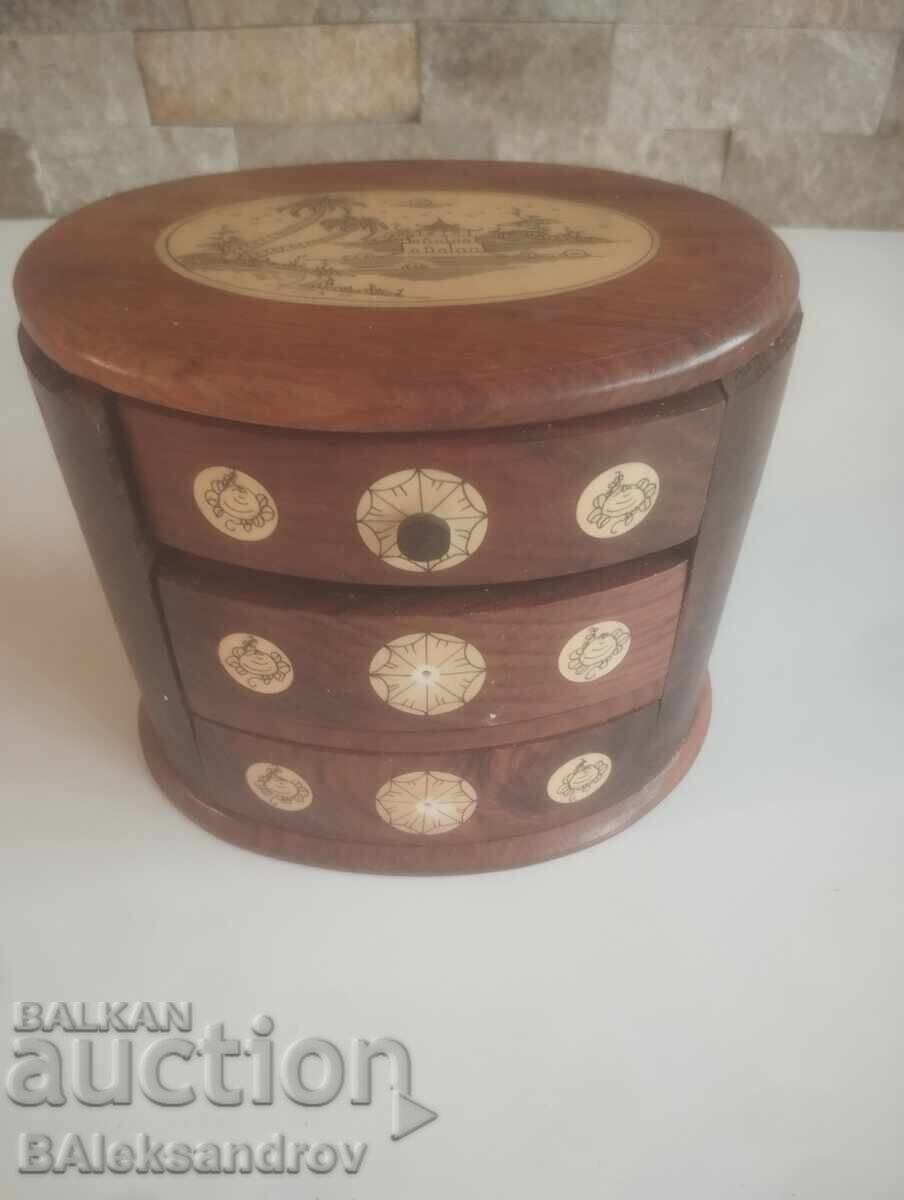 Old box mahogany and bone Old box mahogany and bone