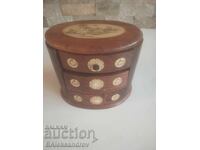 Old box mahogany and bone