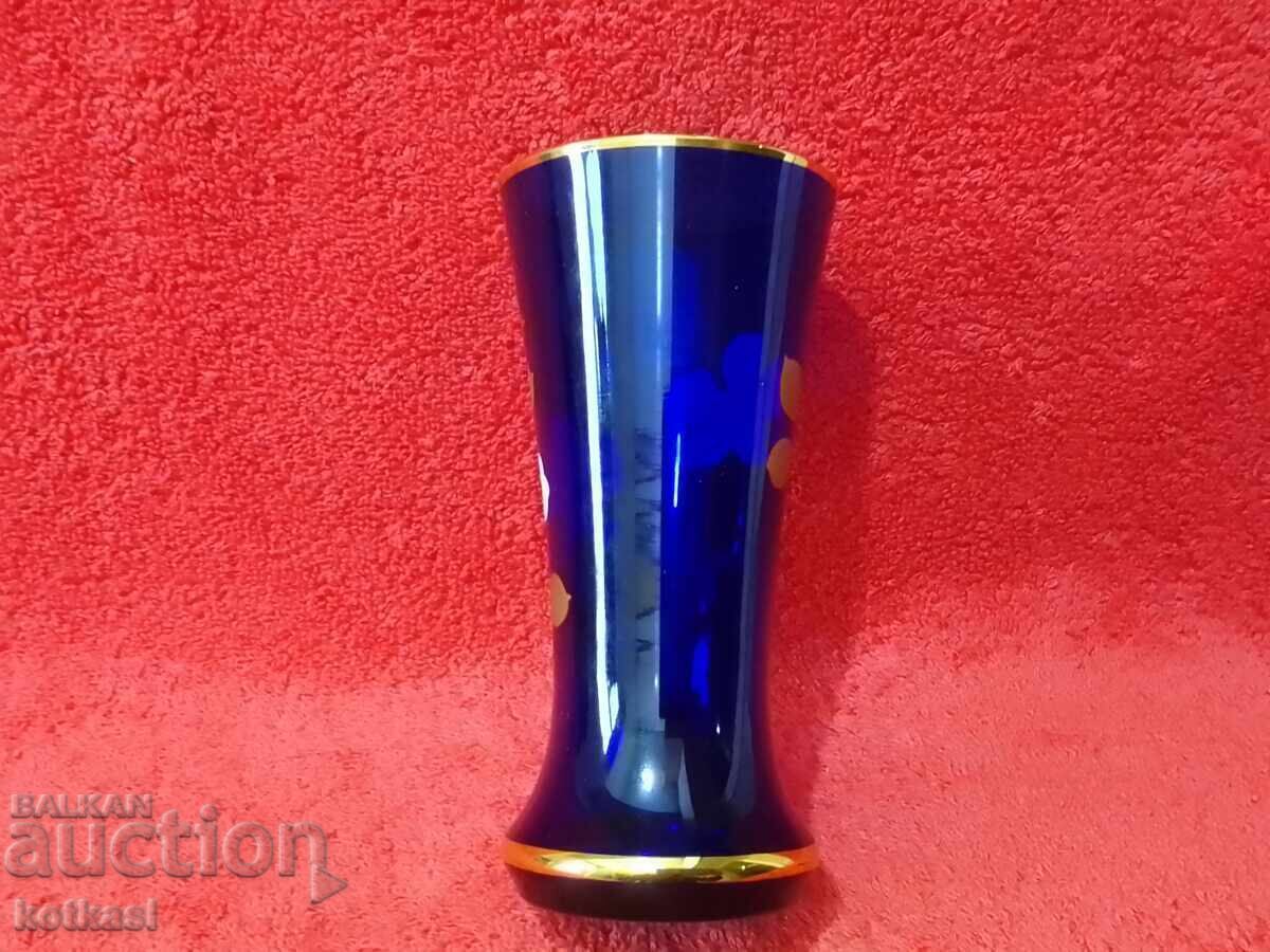 Delivery of Old Vase, Colored Cobalt Glass, Murano, Hand-Painted