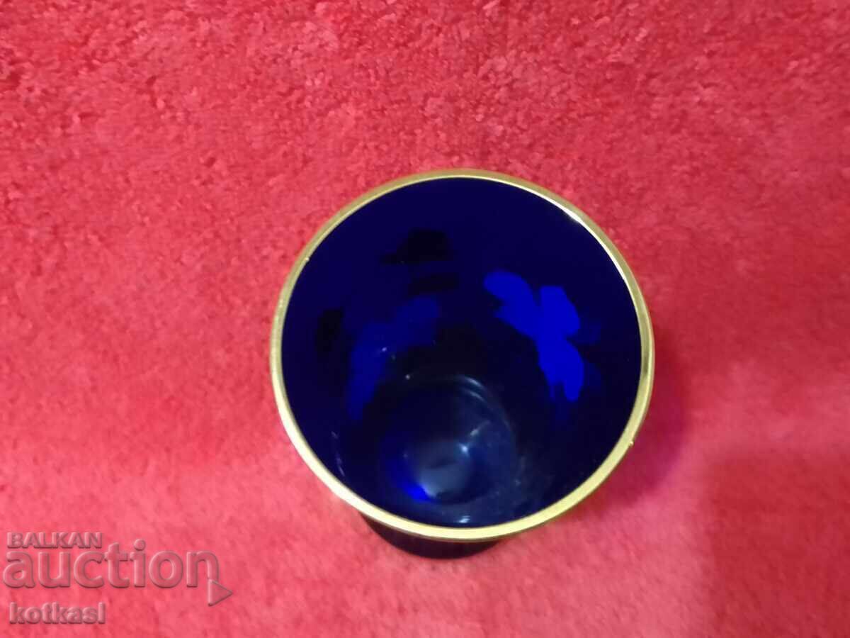 Old Vase, Colored Cobalt Glass, Murano, Hand-Painted - 5