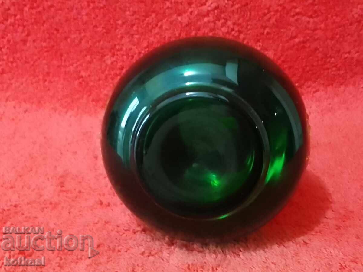 Old Vase, colored green Murano glass, hand-painted - 6