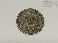 Elveția 1/2 franc 1920 argint 0.835
