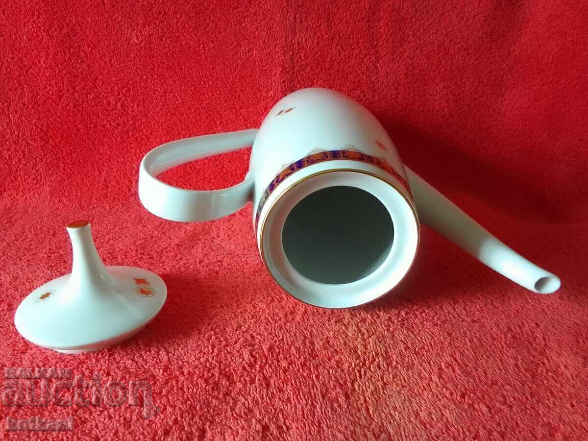 JLMENAU Стара порцеланова кана кобалт позлата Германия - 5