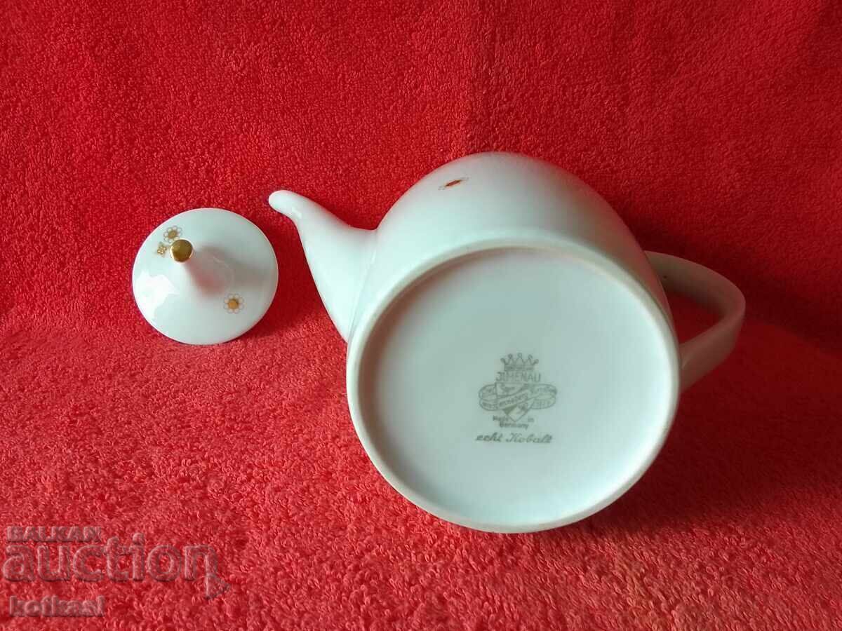 JLMENAU Стара порцеланова кана кобалт позлата Германия - 6