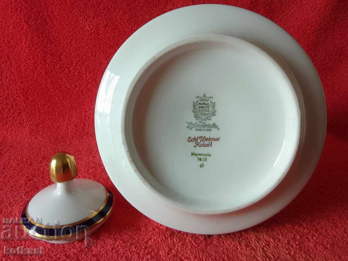 WEIMAR Παλιά πορσελάνινη κανάτα κοβαλτίου επιχρύσωση Γερμανία - 6
