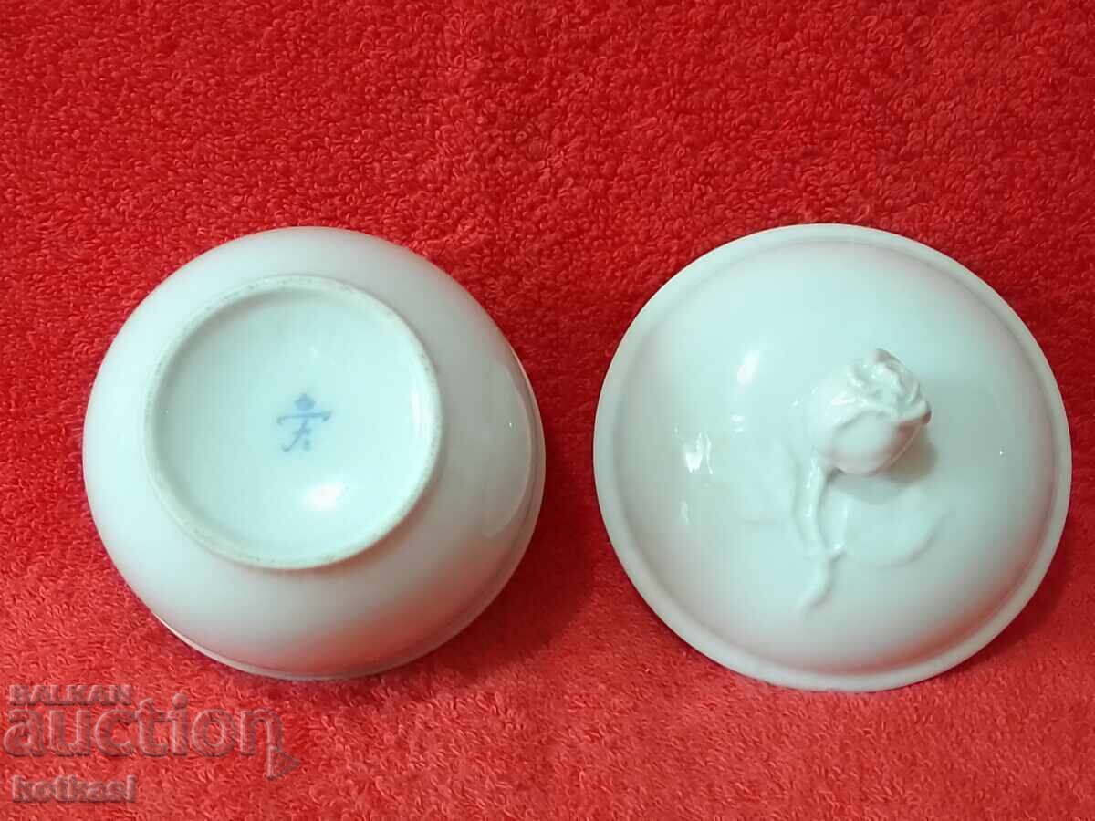 Стара порцеланова купа захарница Роза Furstenberg F Германия - 5 Стара порцеланова купа захарница Роза Furstenberg F Германия - 5