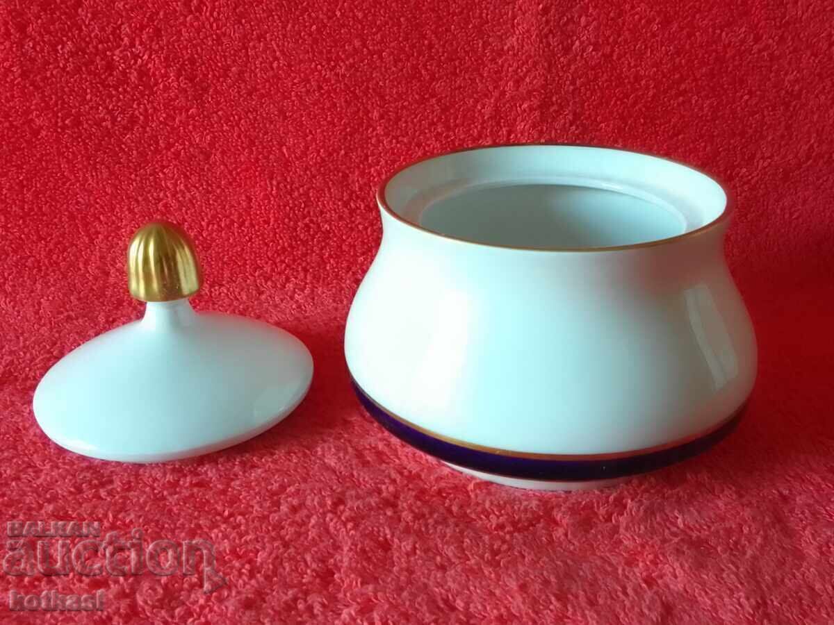 Auction  WEIMAR Harmony GDR Old Porcelain Sugar Bowl Cobalt