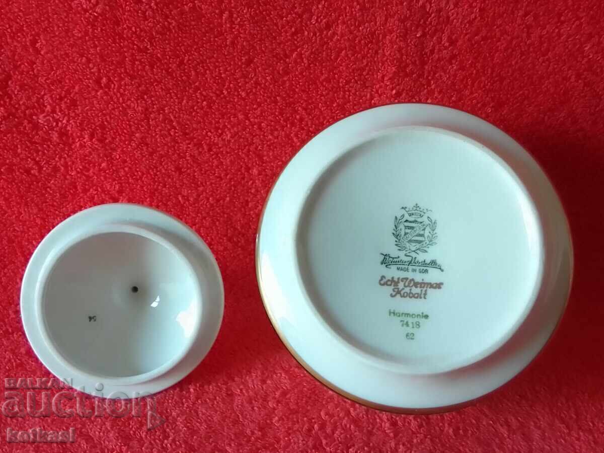 WEIMAR Harmony GDR Old Porcelain Sugar Bowl Cobalt - 5